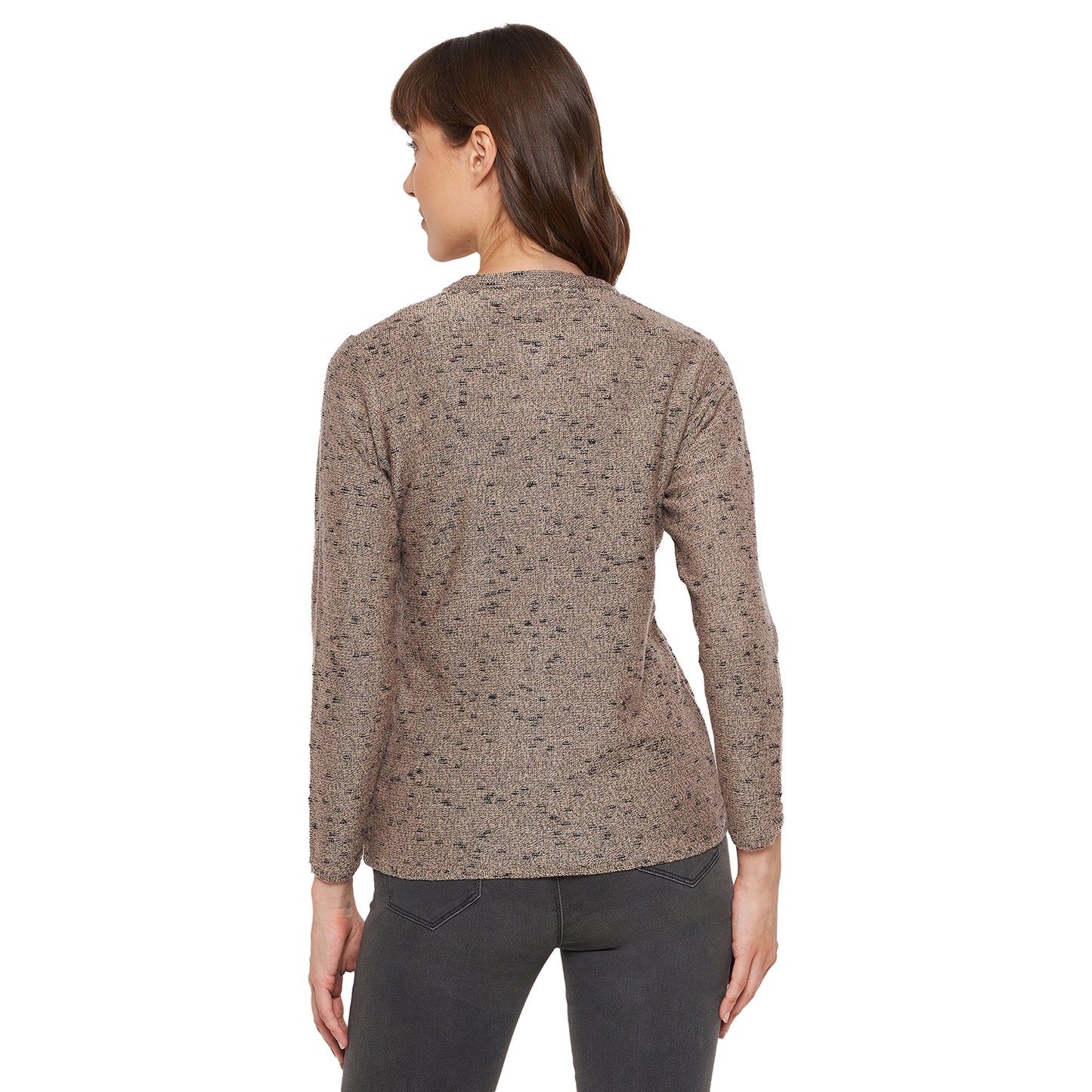 Wool Blend Round Neck Full Sleeve Camel Cardigans