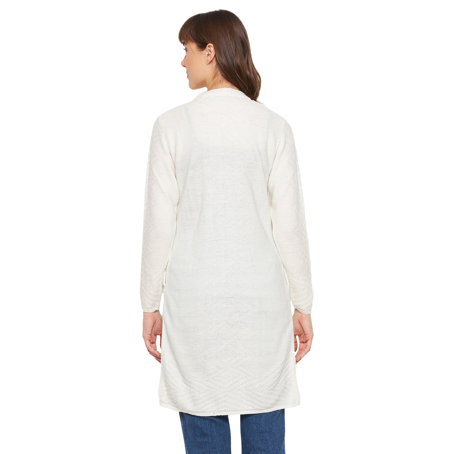 Wool Blend Round Neck Pista Long Shrug