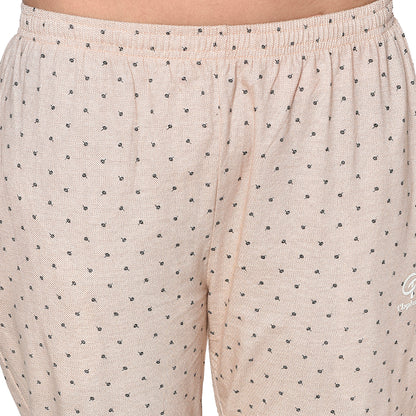 Women's Cotton Blend Solid Printed Skin Pajama