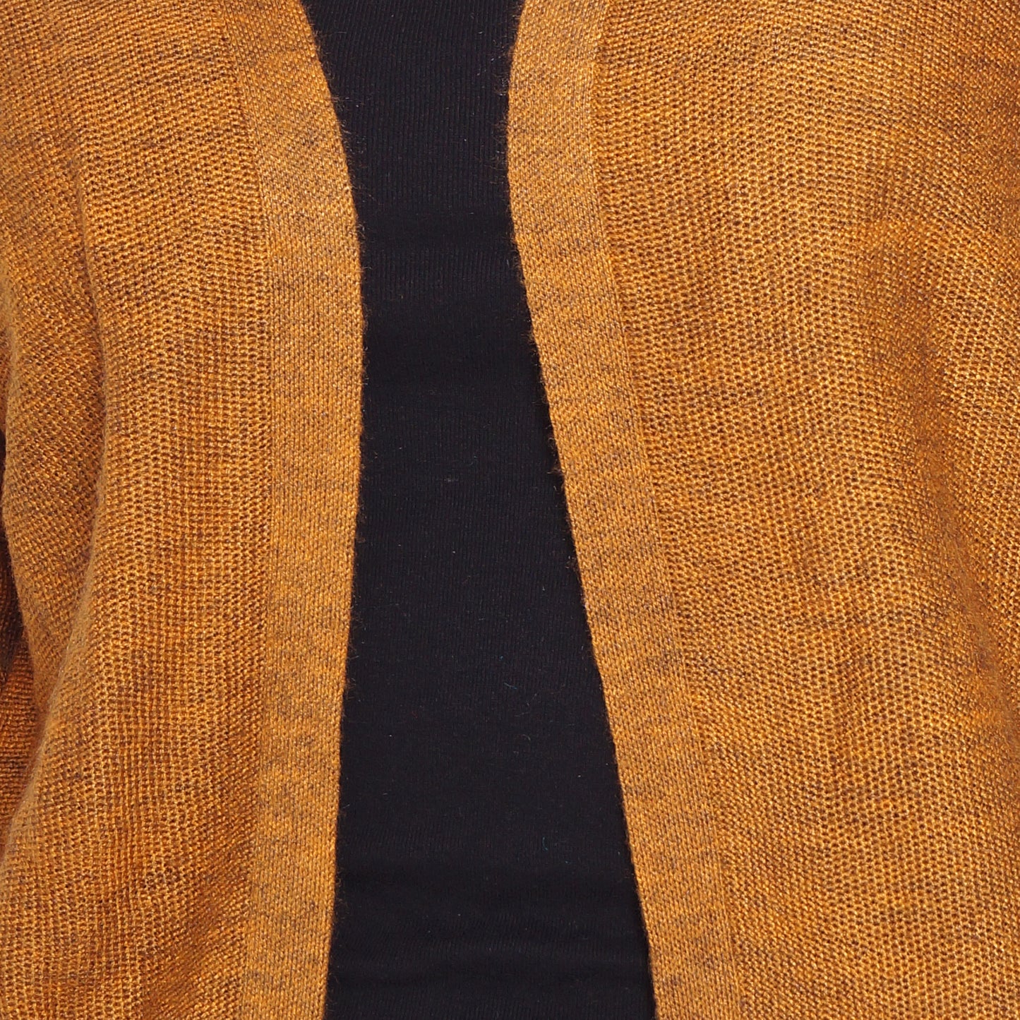 Wool Blend Round Neck Gold Long Shrug