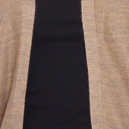 Wool Blend Round Neck Camel Long Shrug
