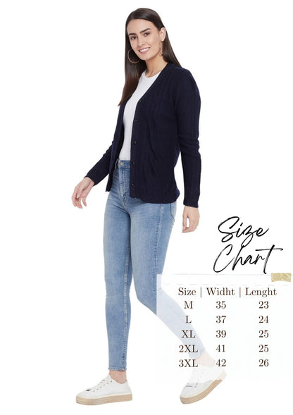 Wool Blend V Neck Navy Blue cardigan